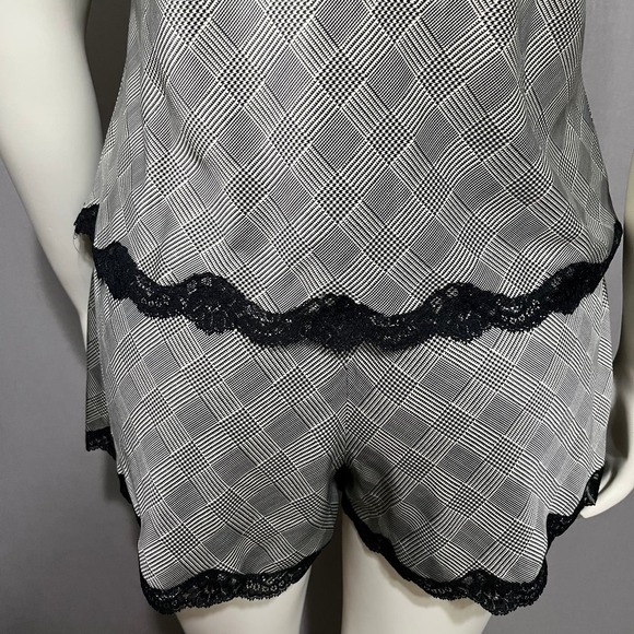 SOLD❌❌❌Lauren Ralph Lauren Houndstooth Satin 2 Pc Short Pajama Set Sz-Large - Picture 7 of 11